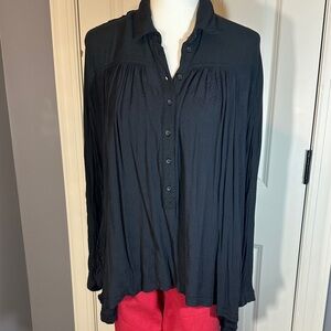 Free People Black Button-Down Women's Shirt